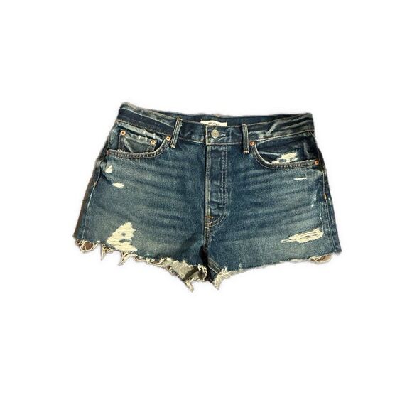 Grlfrnd Medium Blue Distressed High Rise Shorts 26 - Picture 1 of 4
